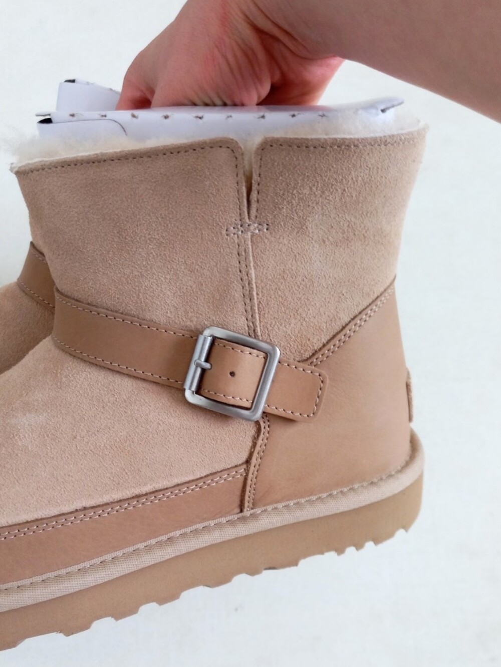 UGG Classic Mini Bellina belted tan shearling lined boots - Picture 5 of 13